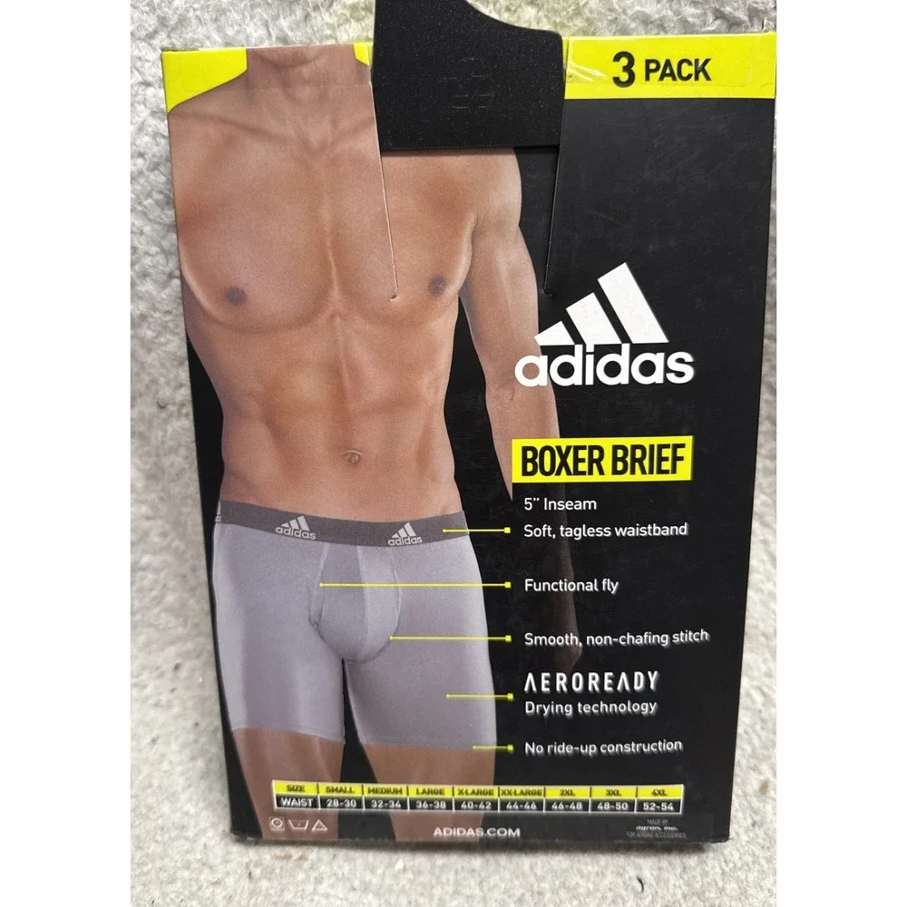 Adidas Men's Boxer Briefs XL (40-42) - 3 Pack - QuickDry Frabric‎ - Underwear
